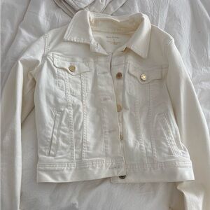 White Denim Jacket with Gold Buttons